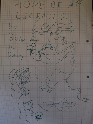 A gnu hopped up on opium levitating in front of a broken computer monitor, broken computer keyboard, and a croaked computer mouse.