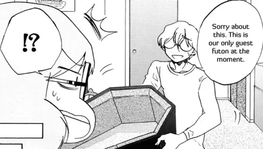 The only available futon is... a coffin